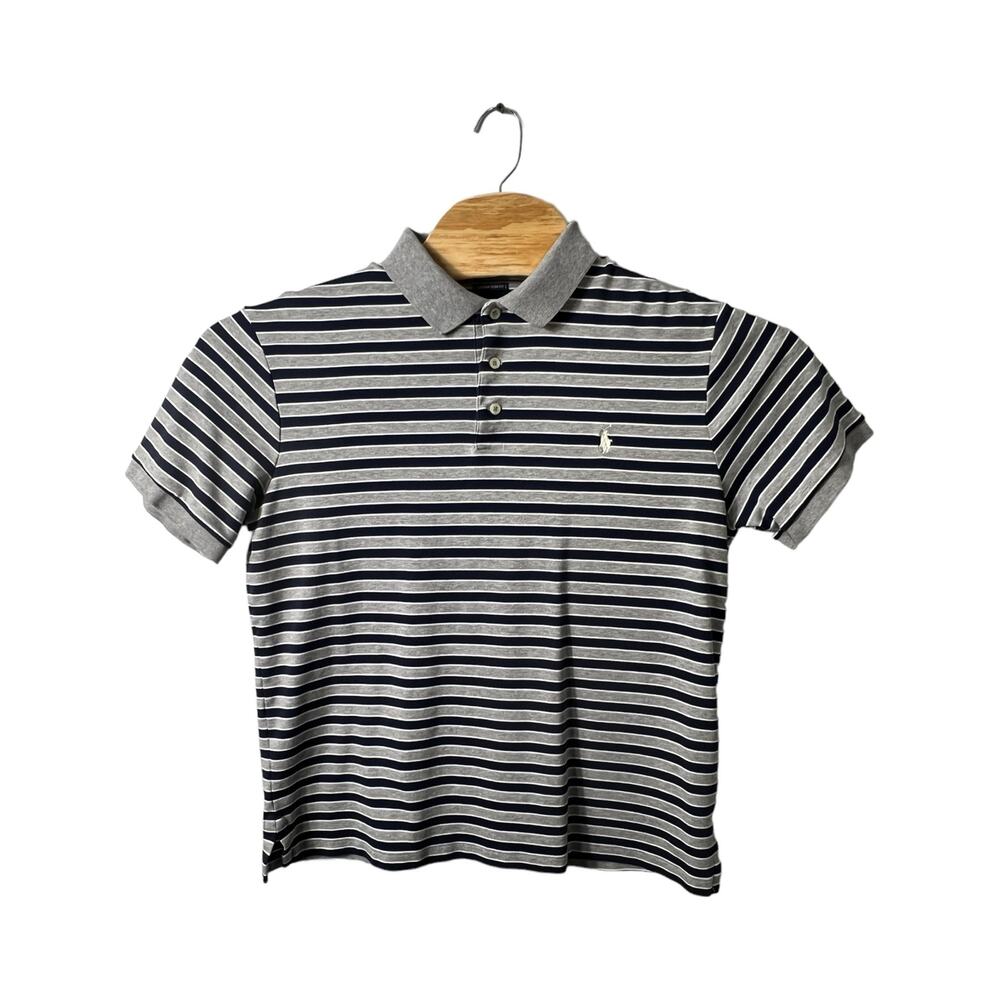 Navy & Gray Stripes Ralph Lauren Polo Shirt - Size Large
